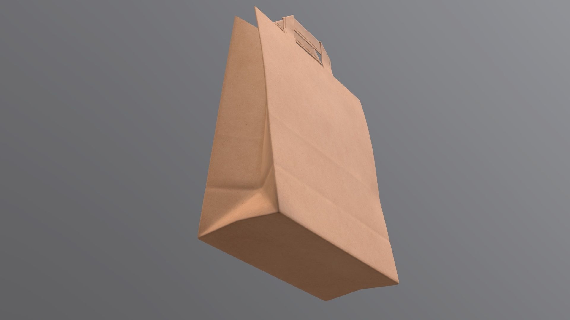 Paper gift food store bag large with handle 3D model_4