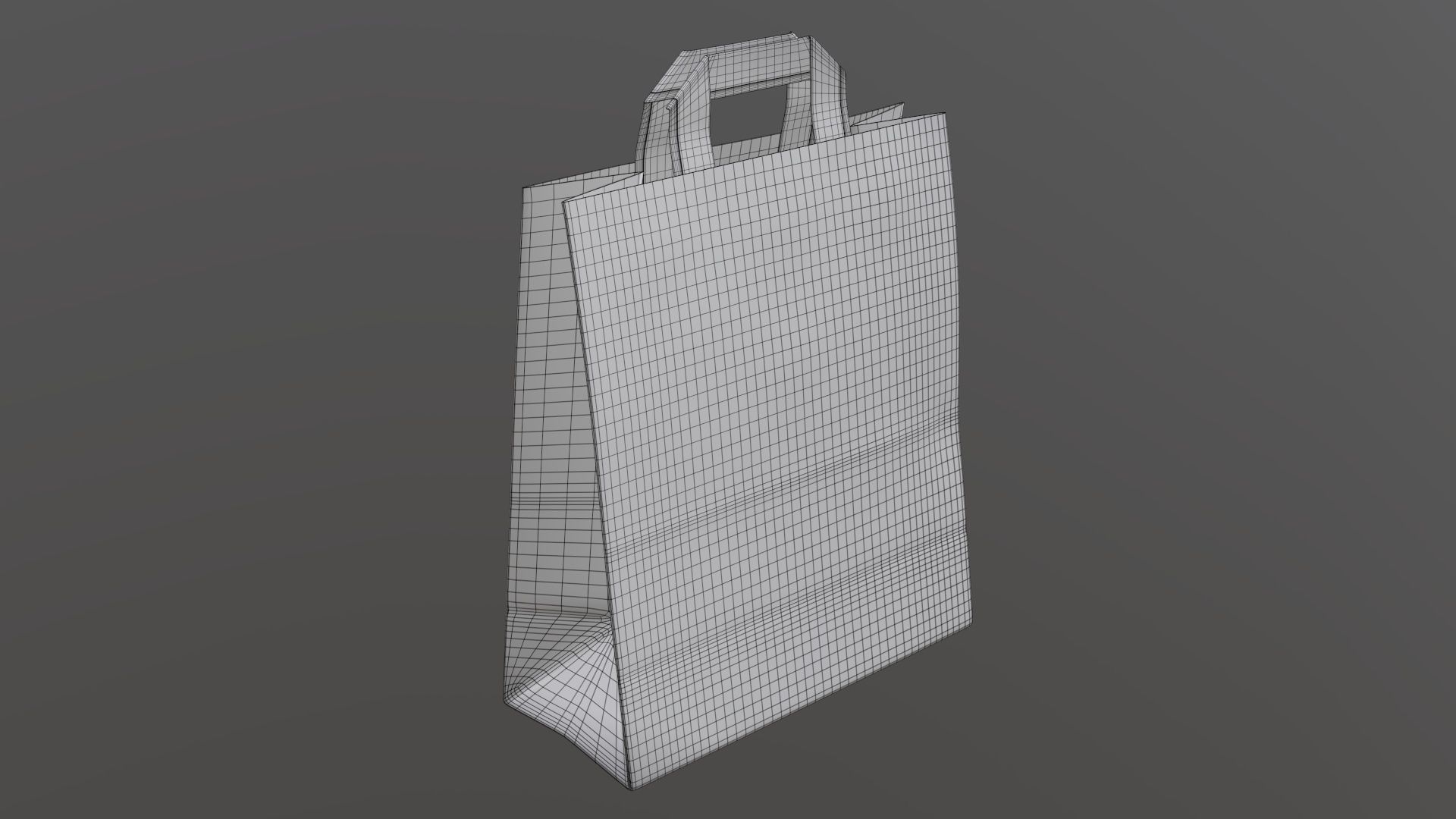 Paper gift food store bag large with handle 3D model_5