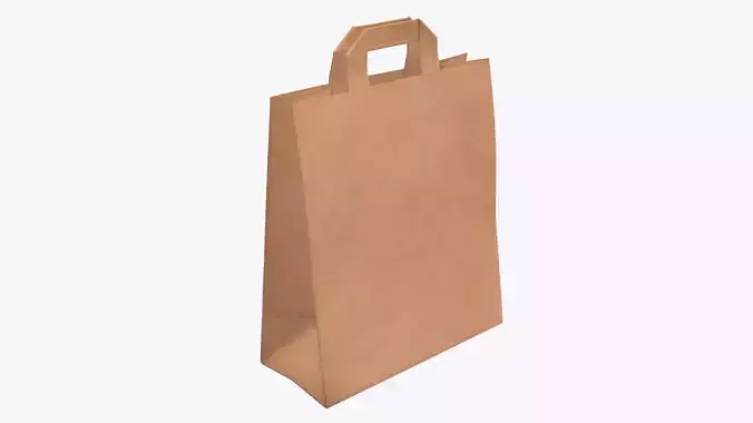 Paper gift food store bag large with handle 3D model
