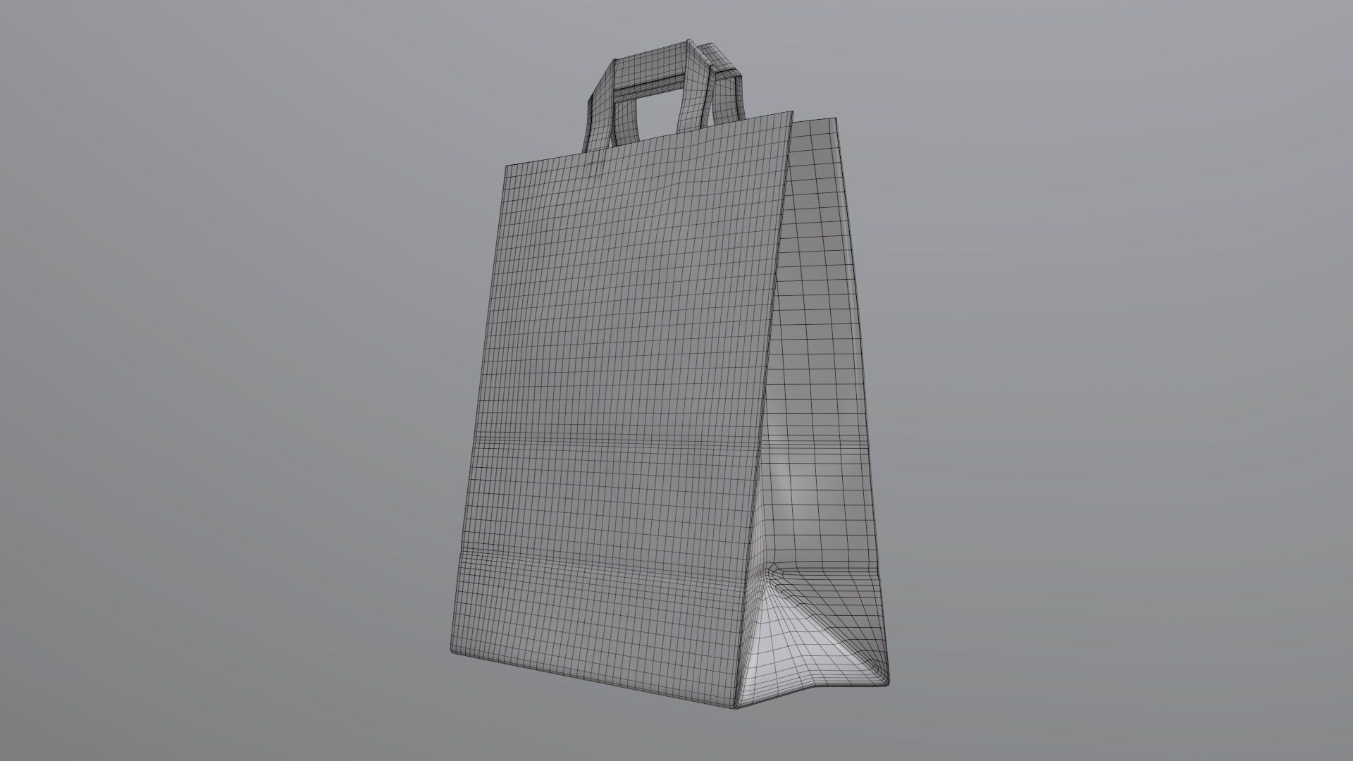 Paper gift food store bag large with handle 3D model_7