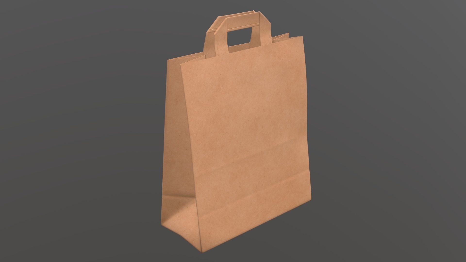 Paper gift food store bag large with handle 3D model_1