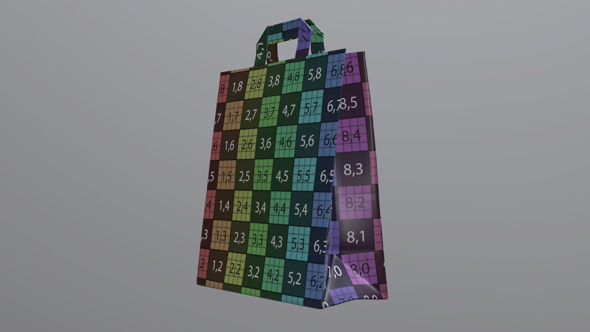 Paper gift food store bag large with handle 3D model_11