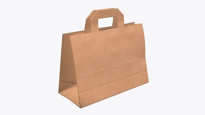 Paper gift food store bag medium with handle 3D model