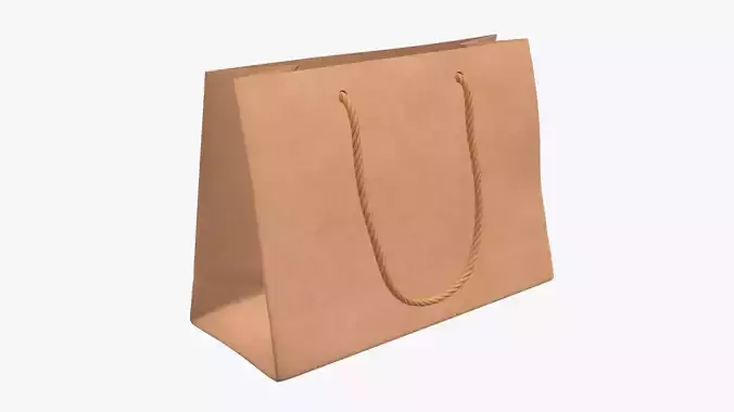 Paper gift food store bag medium with string handle 3D model