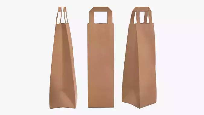 Paper gift food store bag slim with handle
