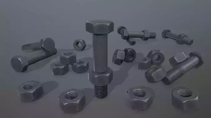 Bolts bolt and nut Low-poly 3D model