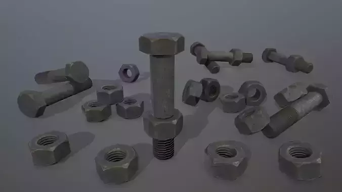 Bolts bolt and nut Low-poly 3D model
