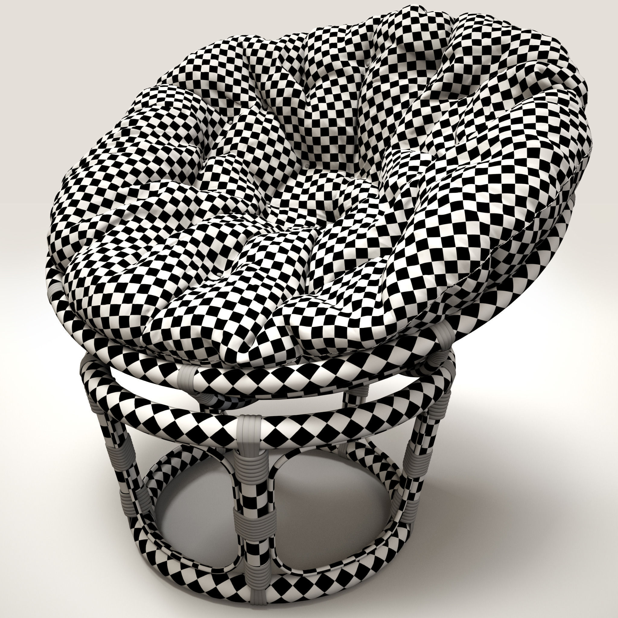 Rattan chair Papasan 3D model_4