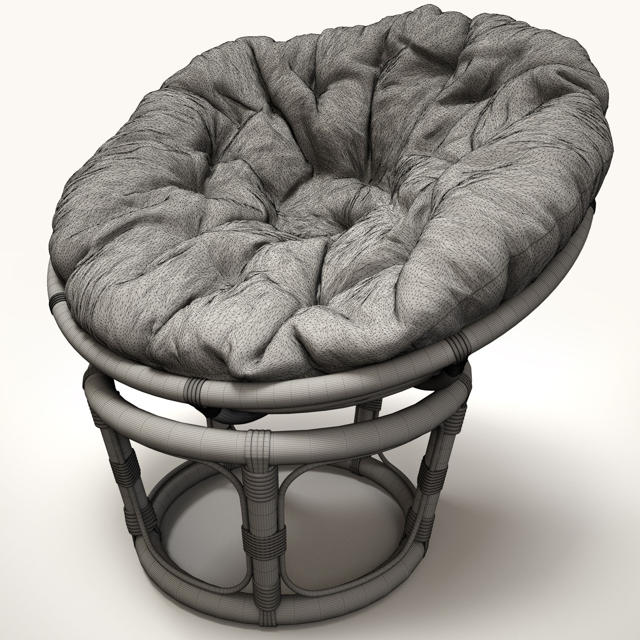 Rattan chair Papasan 3D model_5