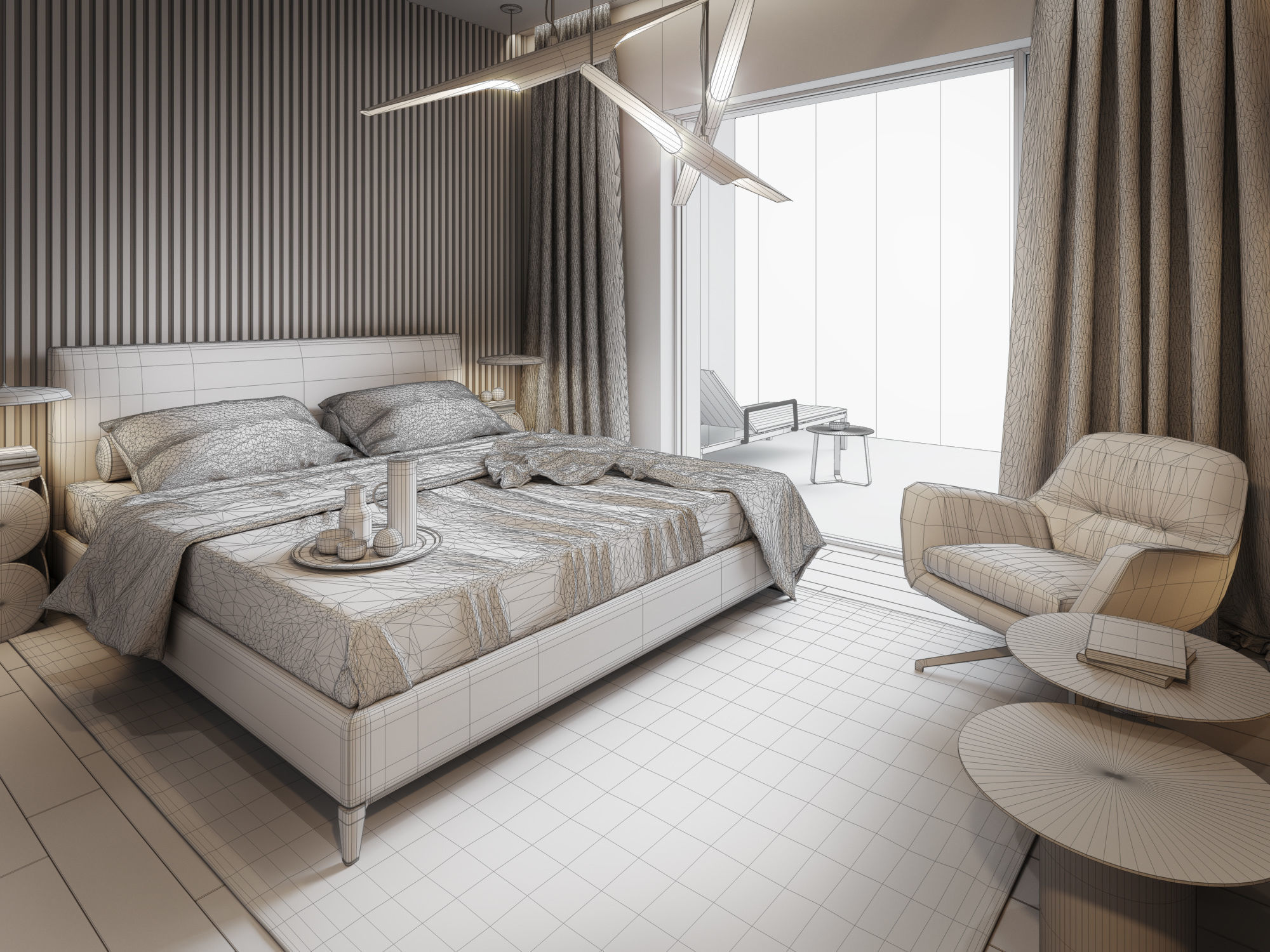 Bedroom Interior Scene for Cinema 4D and Redshift 3D model_7