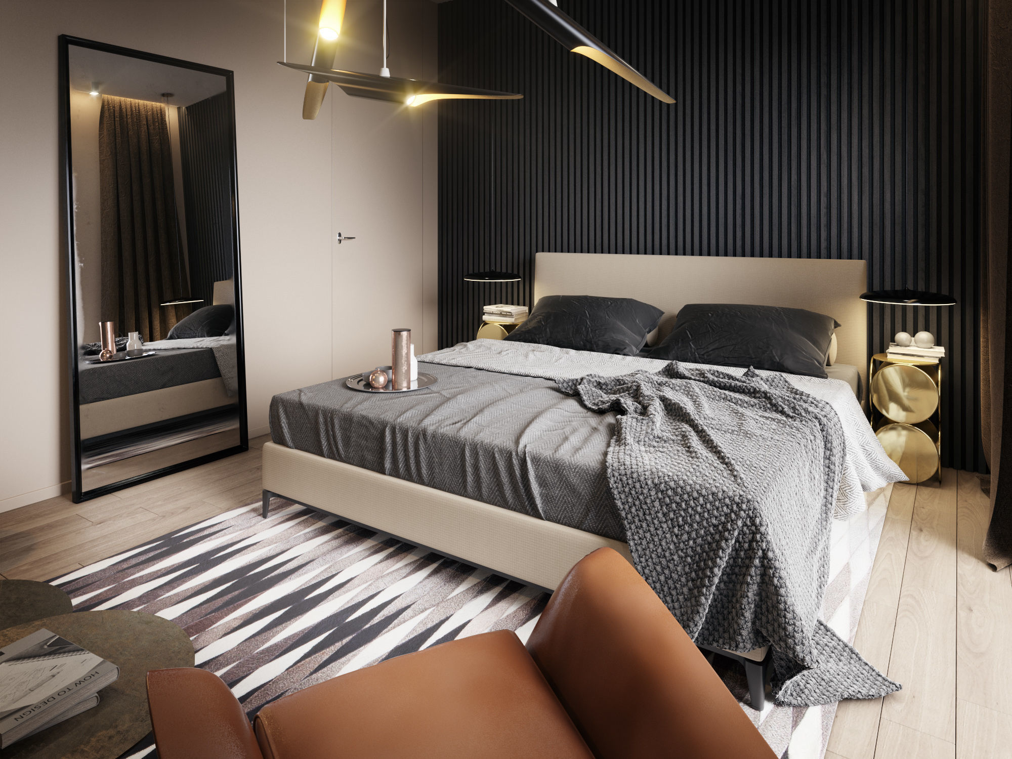Bedroom Interior Scene for Cinema 4D and Redshift 3D model_1