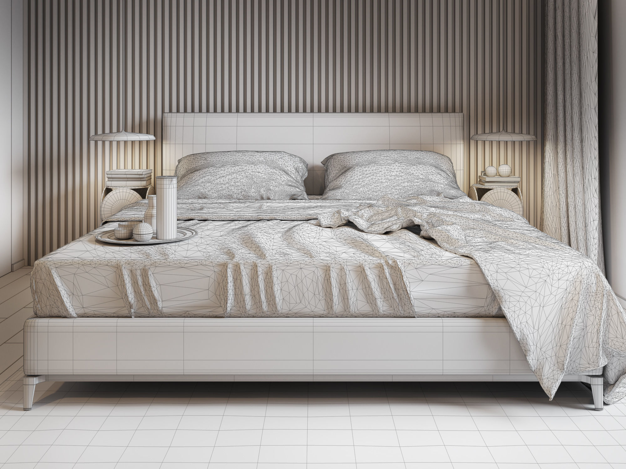 Bedroom Interior Scene for Cinema 4D and Redshift 3D model_10