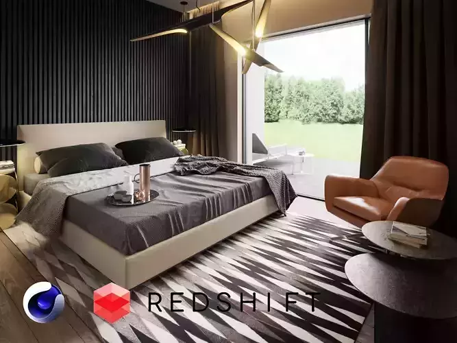 Bedroom Interior Scene for Cinema 4D and Redshift 3D model