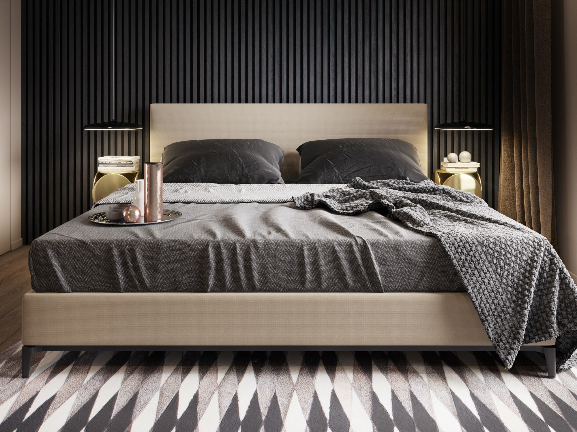 Bedroom Interior Scene for Cinema 4D and Redshift 3D model_3