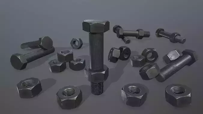 Bolts bolt and nut Low-poly 3D model
