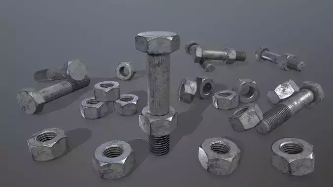 Bolts bolt and nut Low-poly 3D model