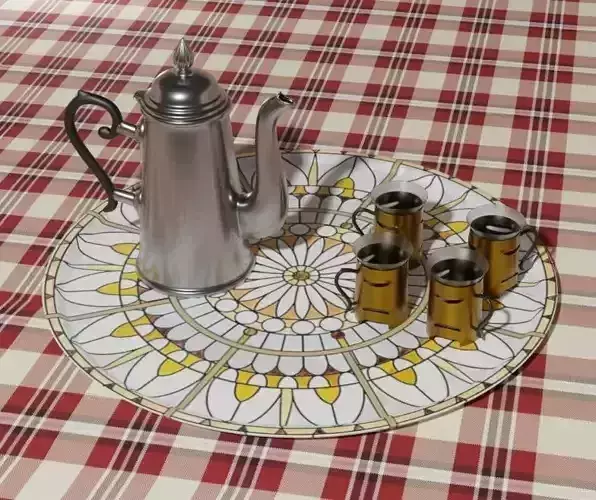 Coffee pot and glasses