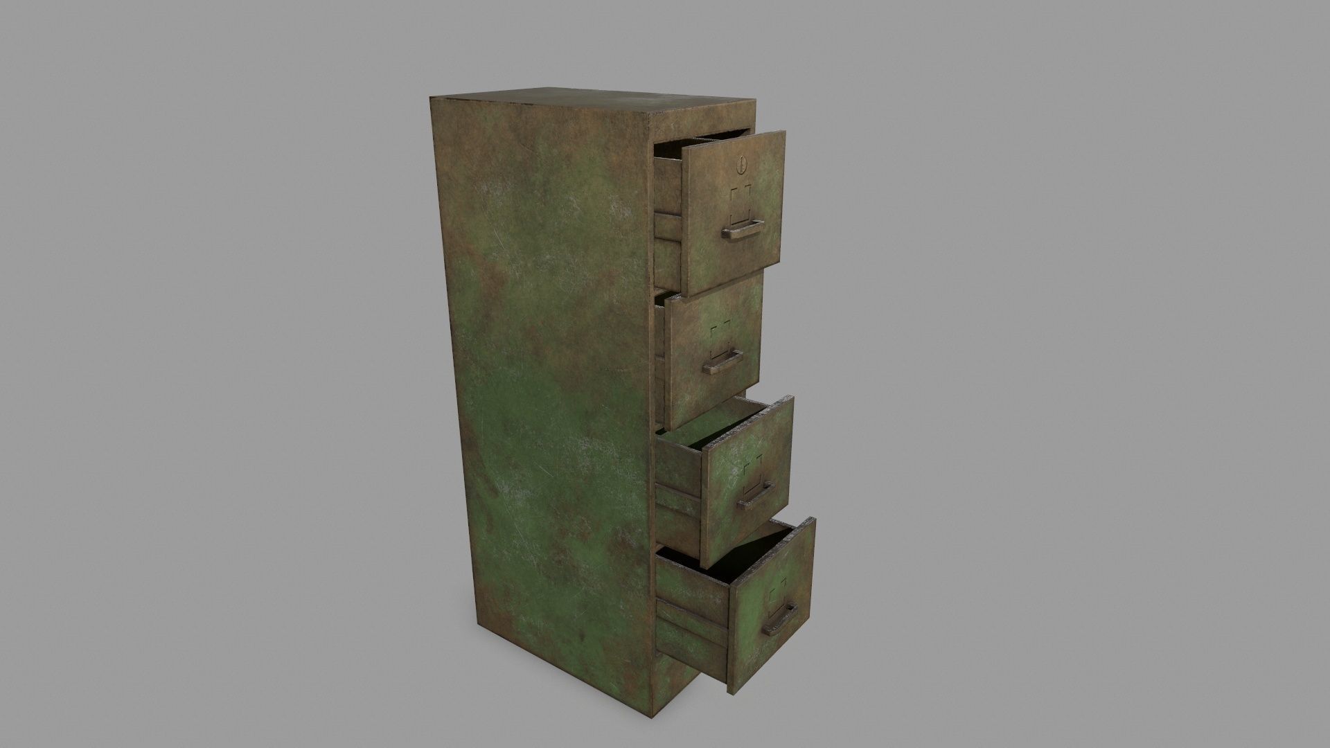 Cabinet metal box Low-poly 3D model_10