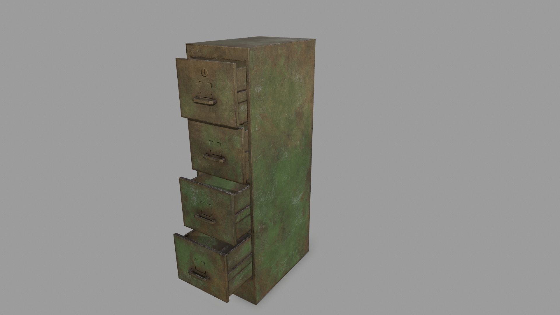 Cabinet metal box Low-poly 3D model_8