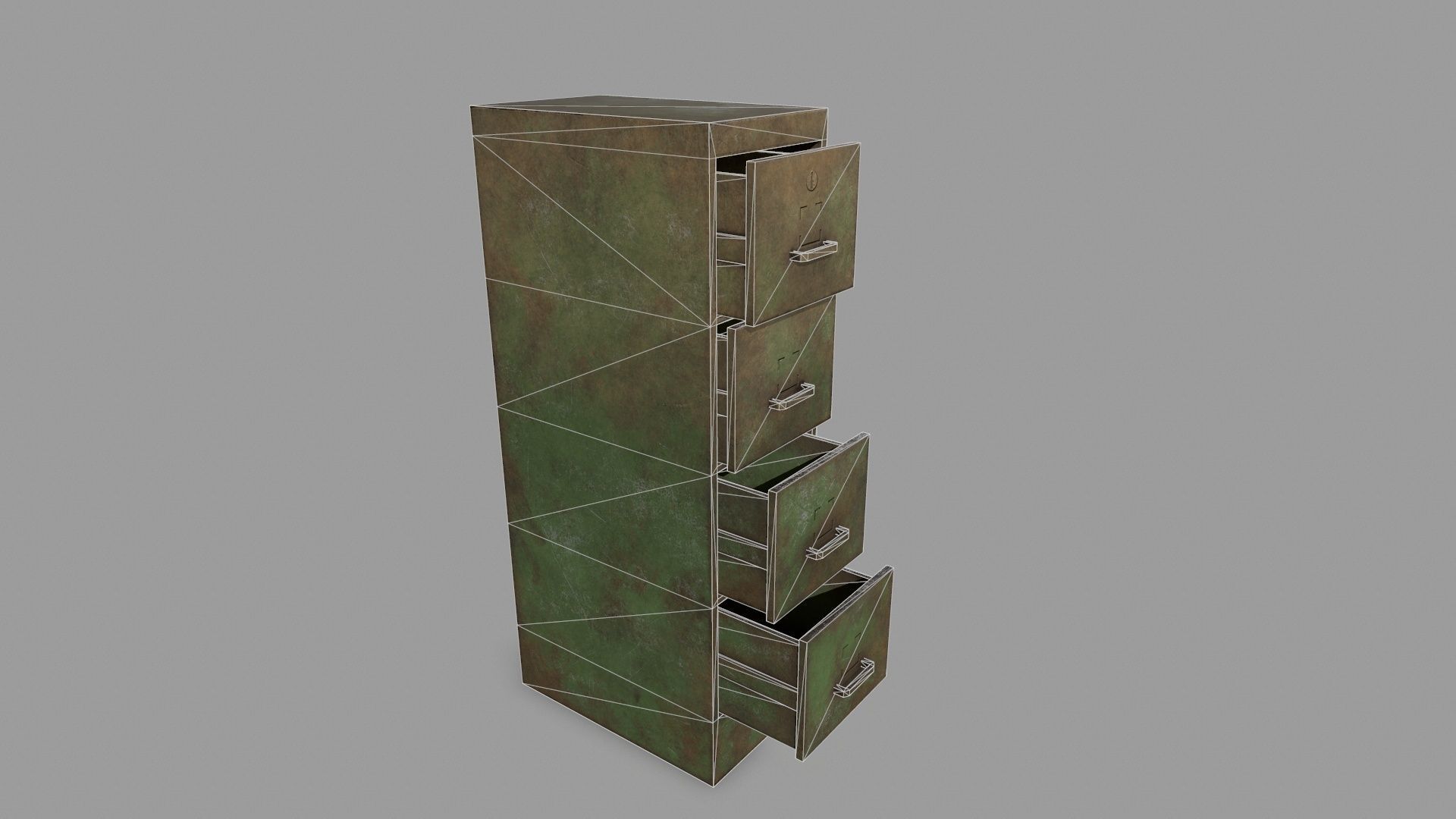Cabinet metal box Low-poly 3D model_11