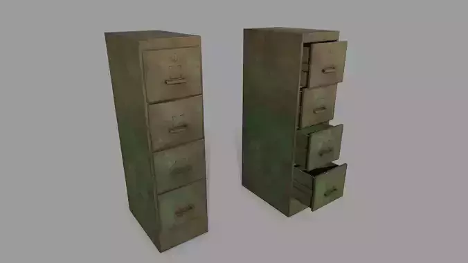 Cabinet metal box Low-poly 3D model