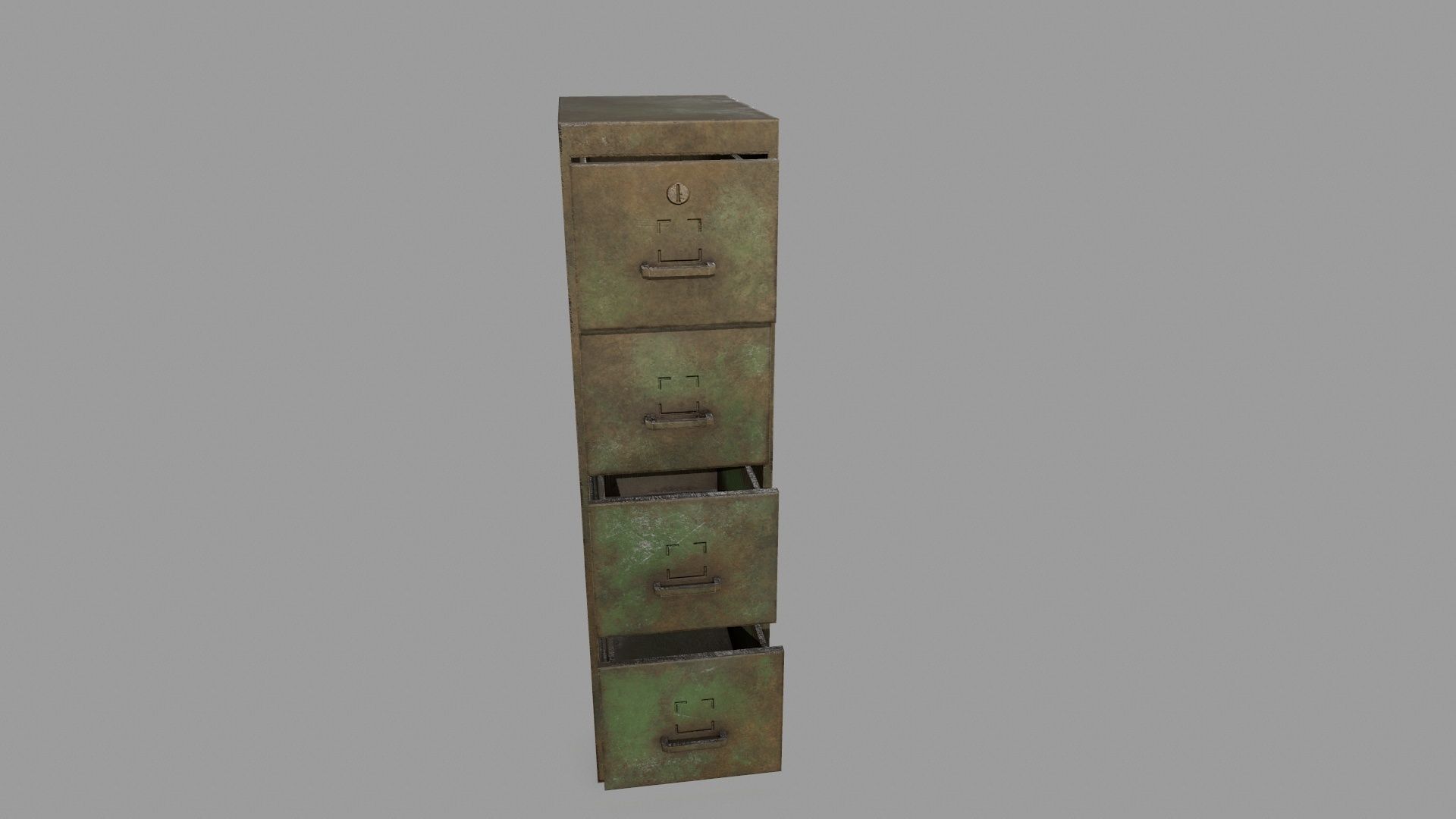 Cabinet metal box Low-poly 3D model_9