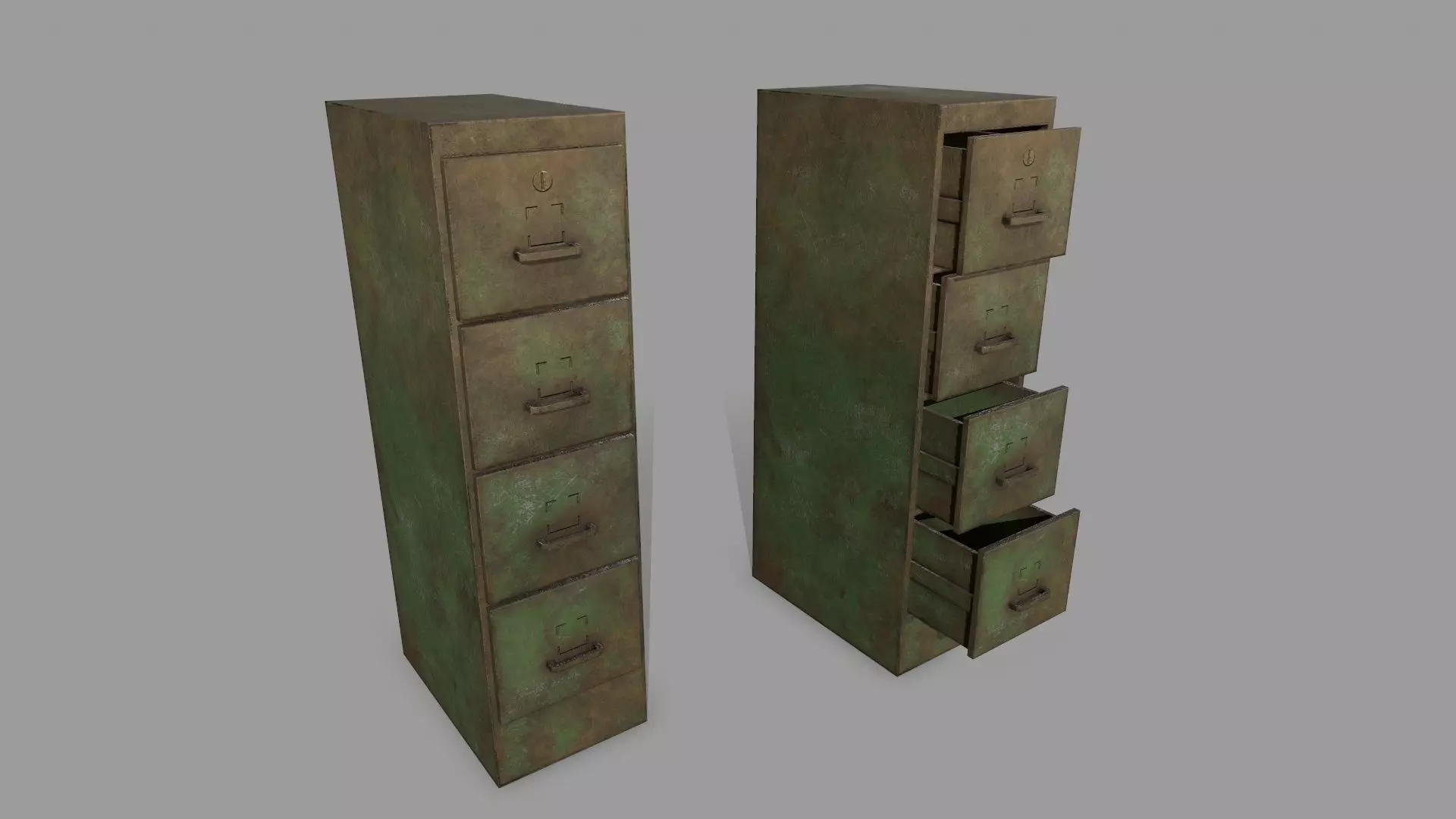Cabinet metal box Low-poly 3D model_1