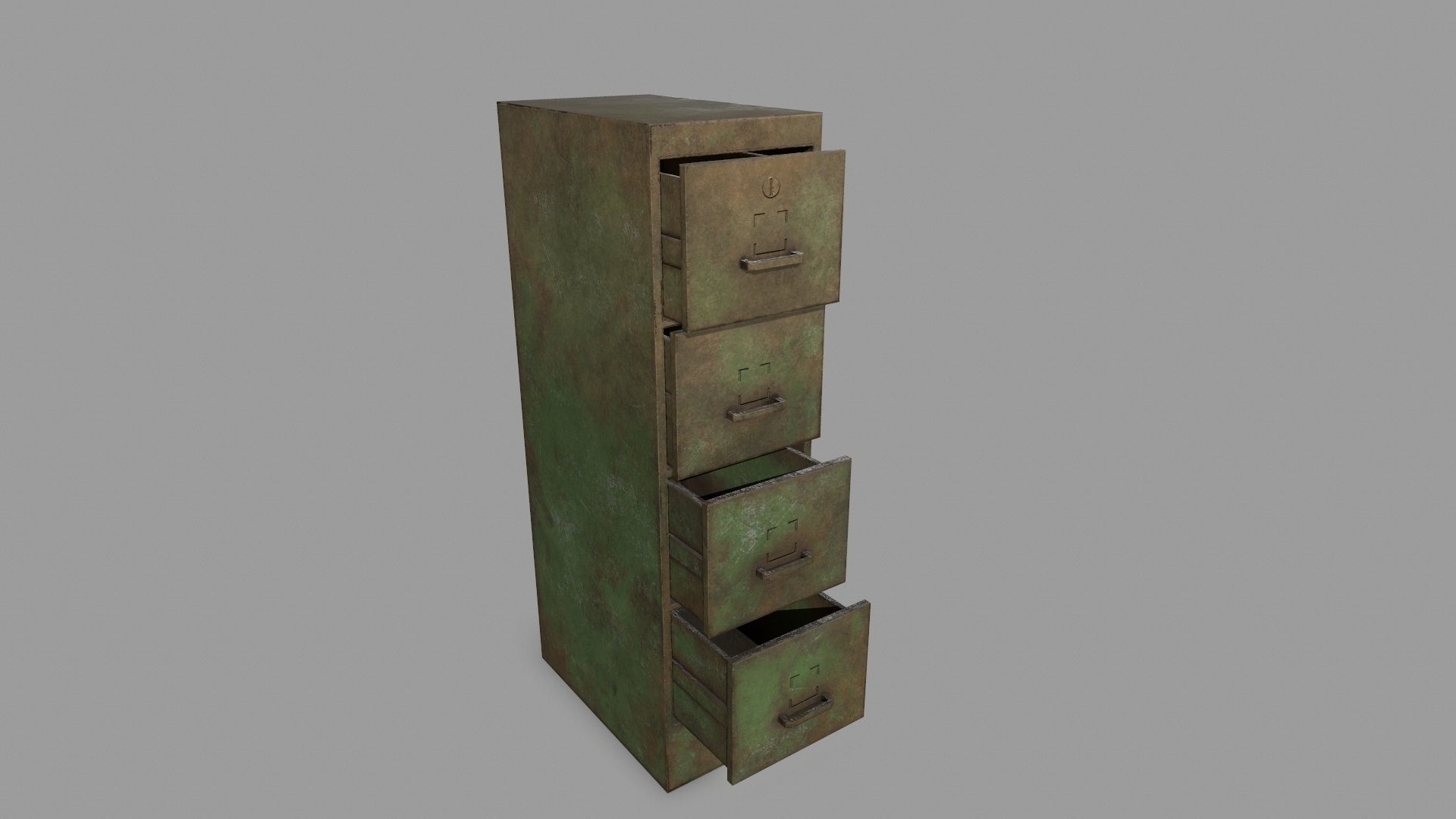 Cabinet metal box Low-poly 3D model_3
