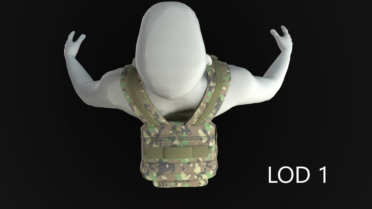 Backpack 2 LODs 3 colors Low-poly 3D model_19