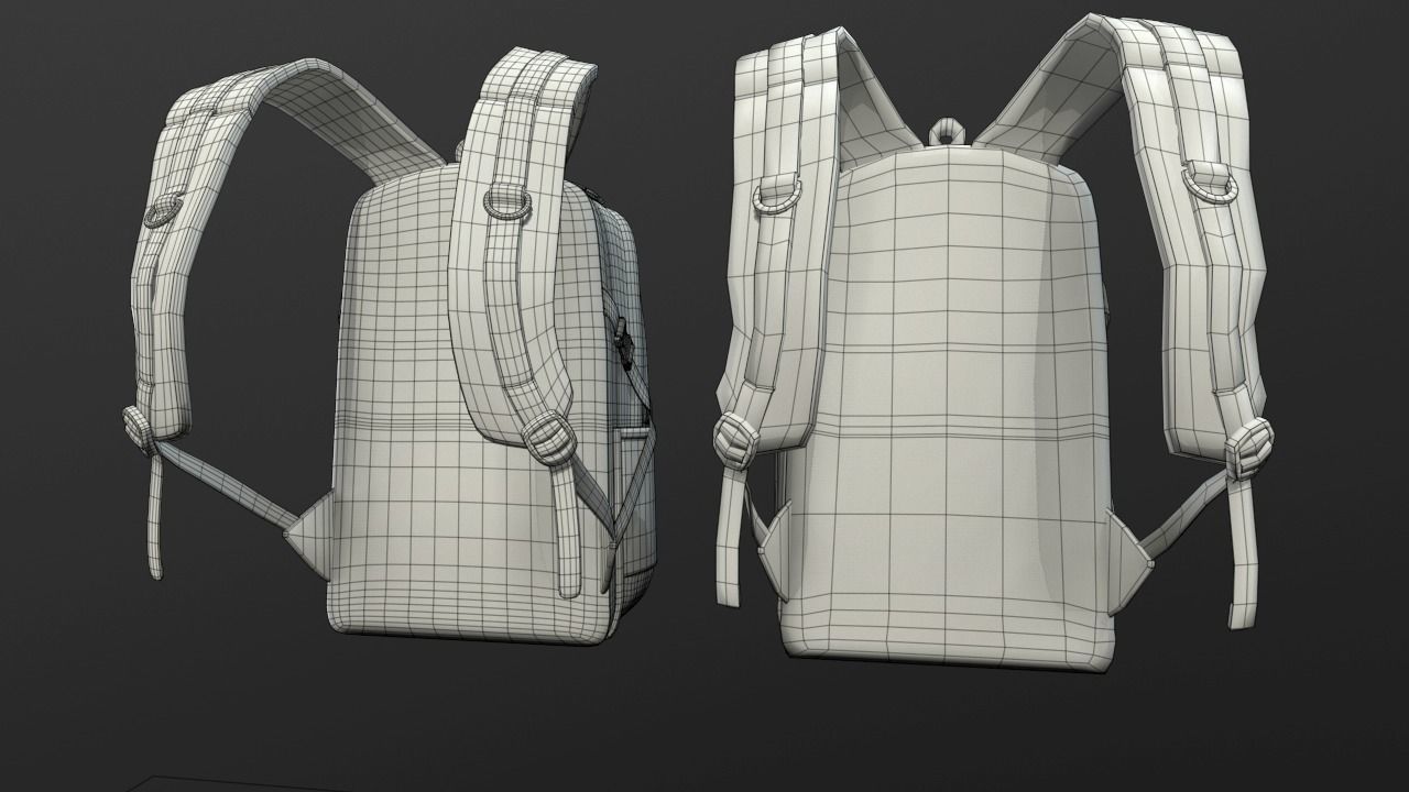 Backpack 2 LODs 3 colors Low-poly 3D model_28