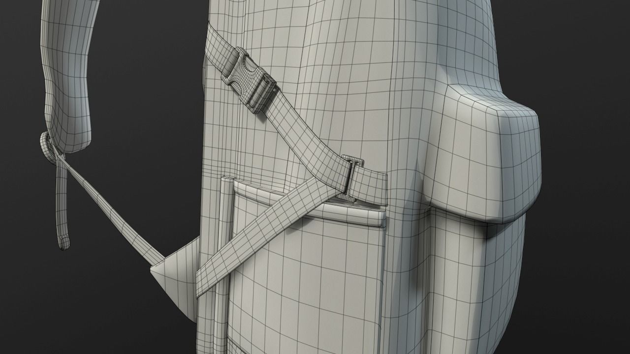 Backpack 2 LODs 3 colors Low-poly 3D model_33