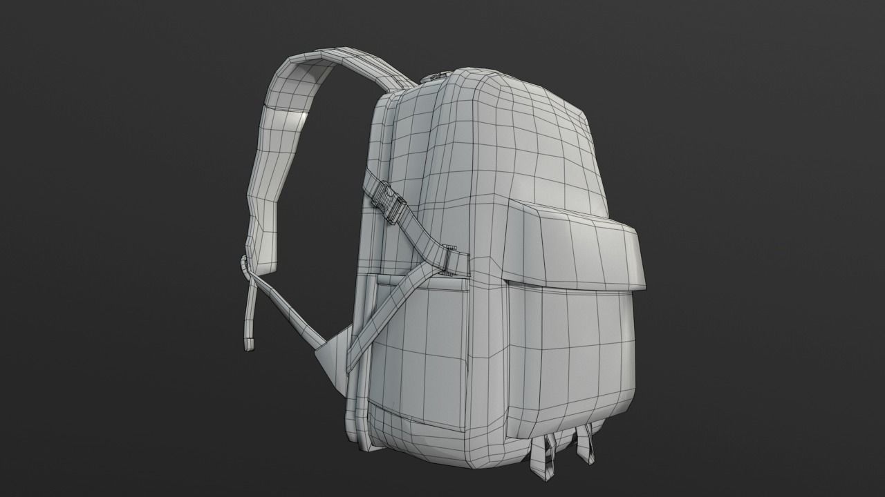 Backpack 2 LODs 3 colors Low-poly 3D model_36
