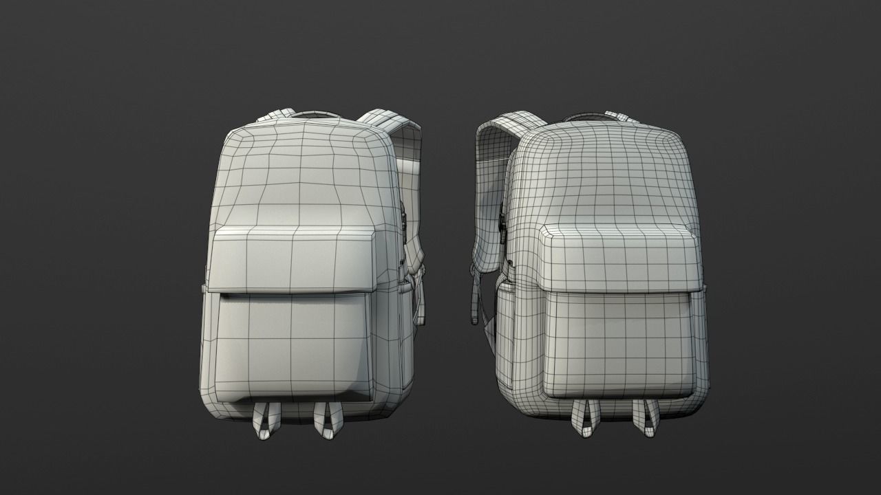Backpack 2 LODs 3 colors Low-poly 3D model_26