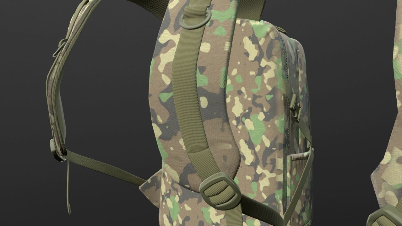 Backpack 2 LODs 3 colors Low-poly 3D model_21