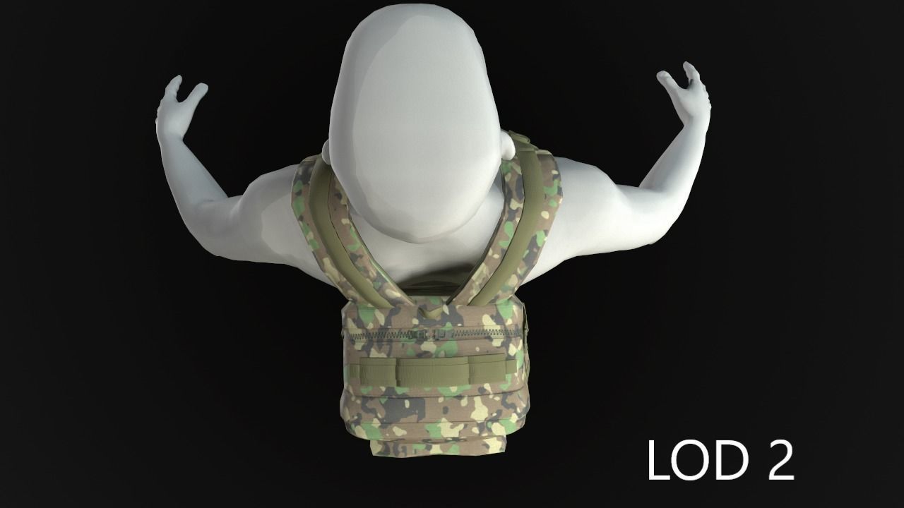 Backpack 2 LODs 3 colors Low-poly 3D model_17