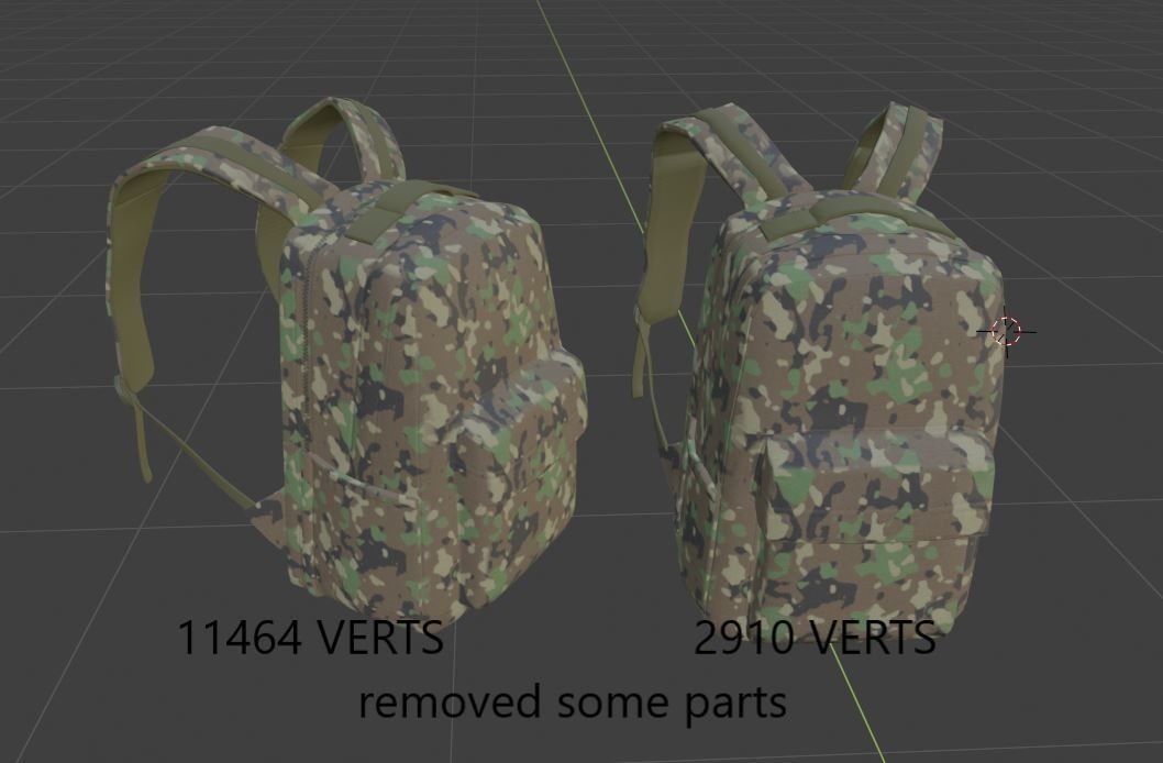Backpack 2 LODs 3 colors Low-poly 3D model_41