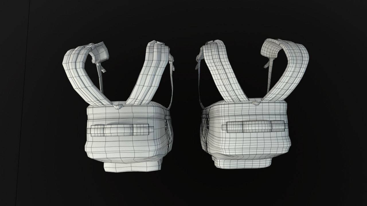Backpack 2 LODs 3 colors Low-poly 3D model_27