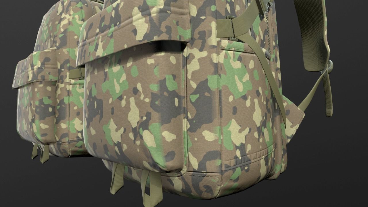 Backpack 2 LODs 3 colors Low-poly 3D model_23