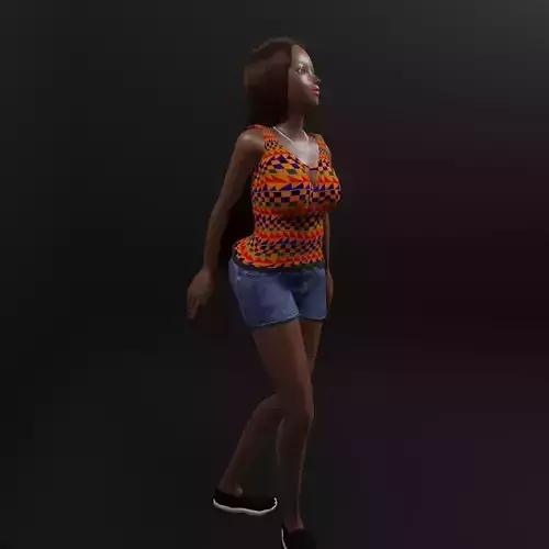 3D African girl stylized character