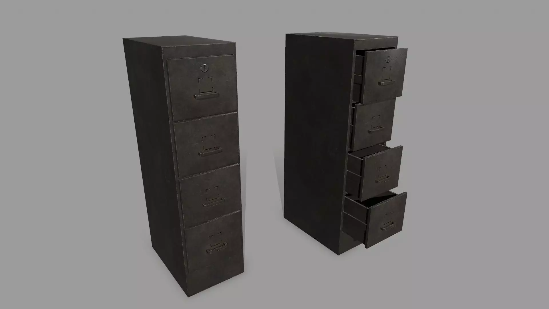 Cabinet metal with drawers Low-poly 3D model_0