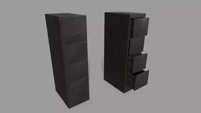 Cabinet metal with drawers Low-poly 3D model