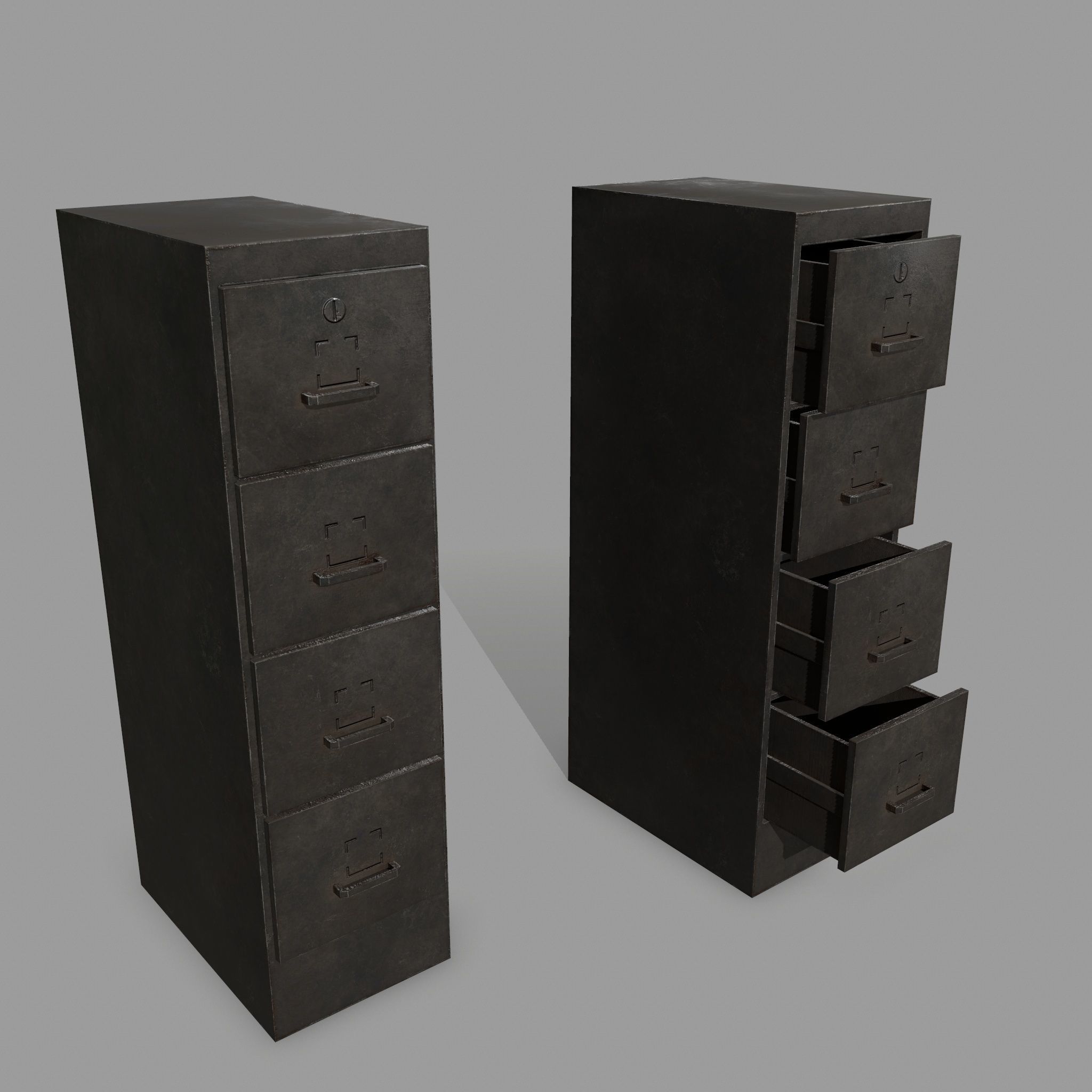 Cabinet metal with drawers Low-poly 3D model_1