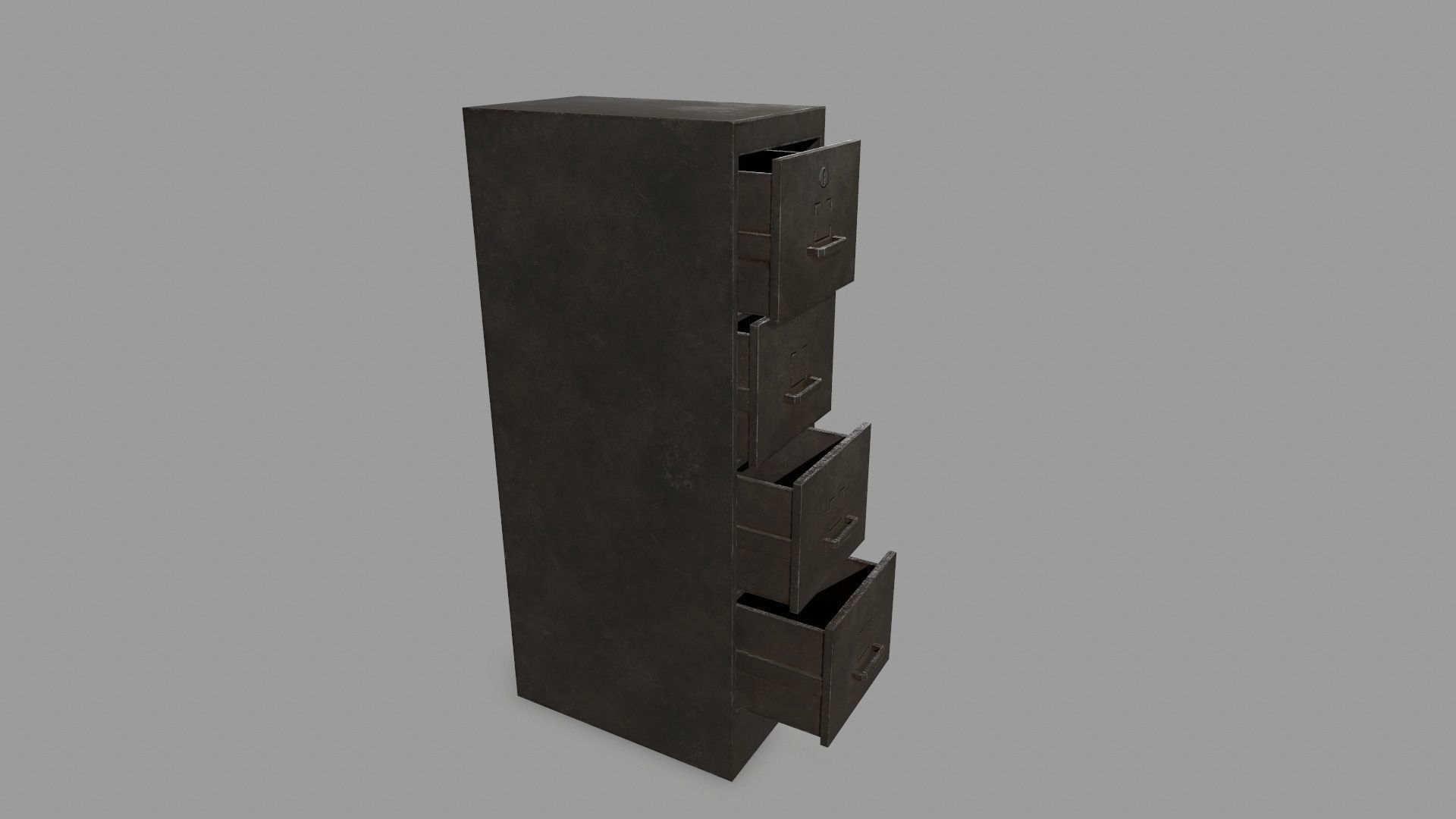 Cabinet metal with drawers Low-poly 3D model_9