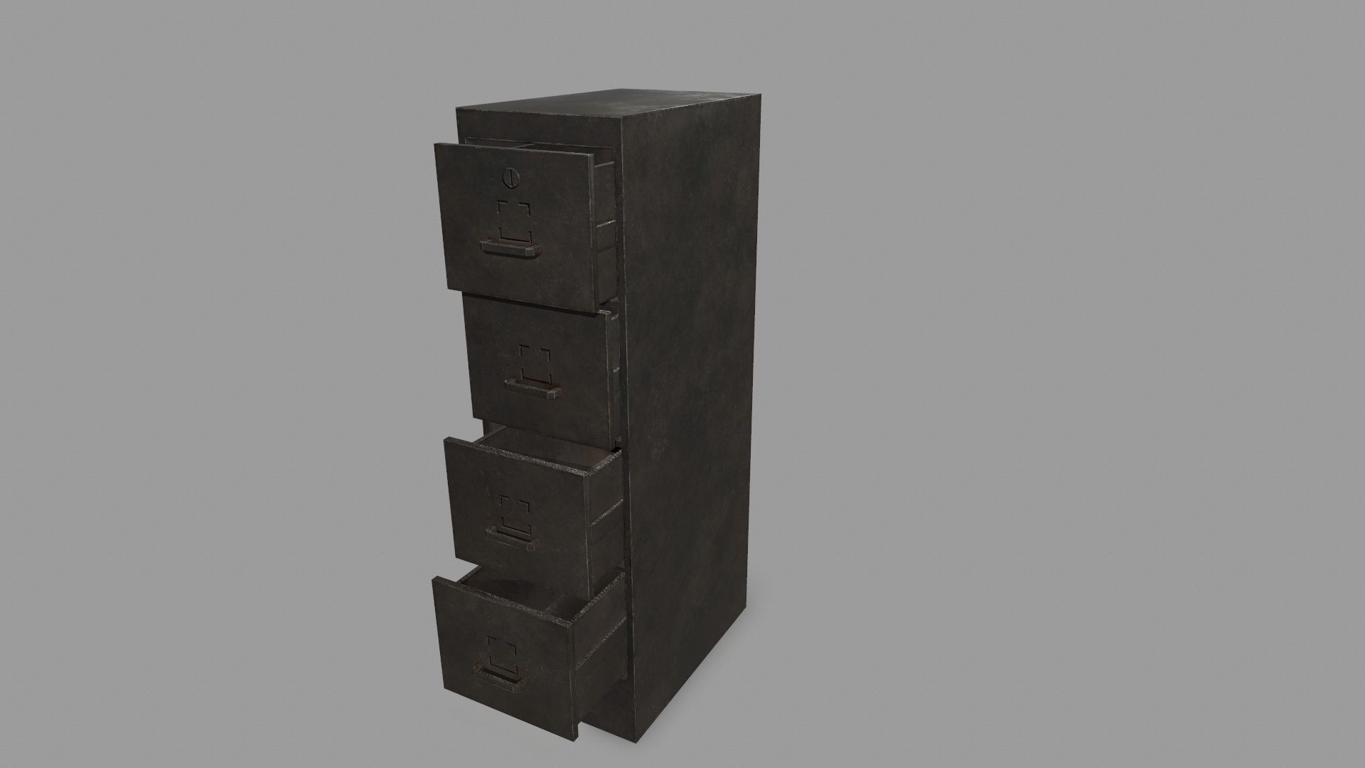 Cabinet metal with drawers Low-poly 3D model_7