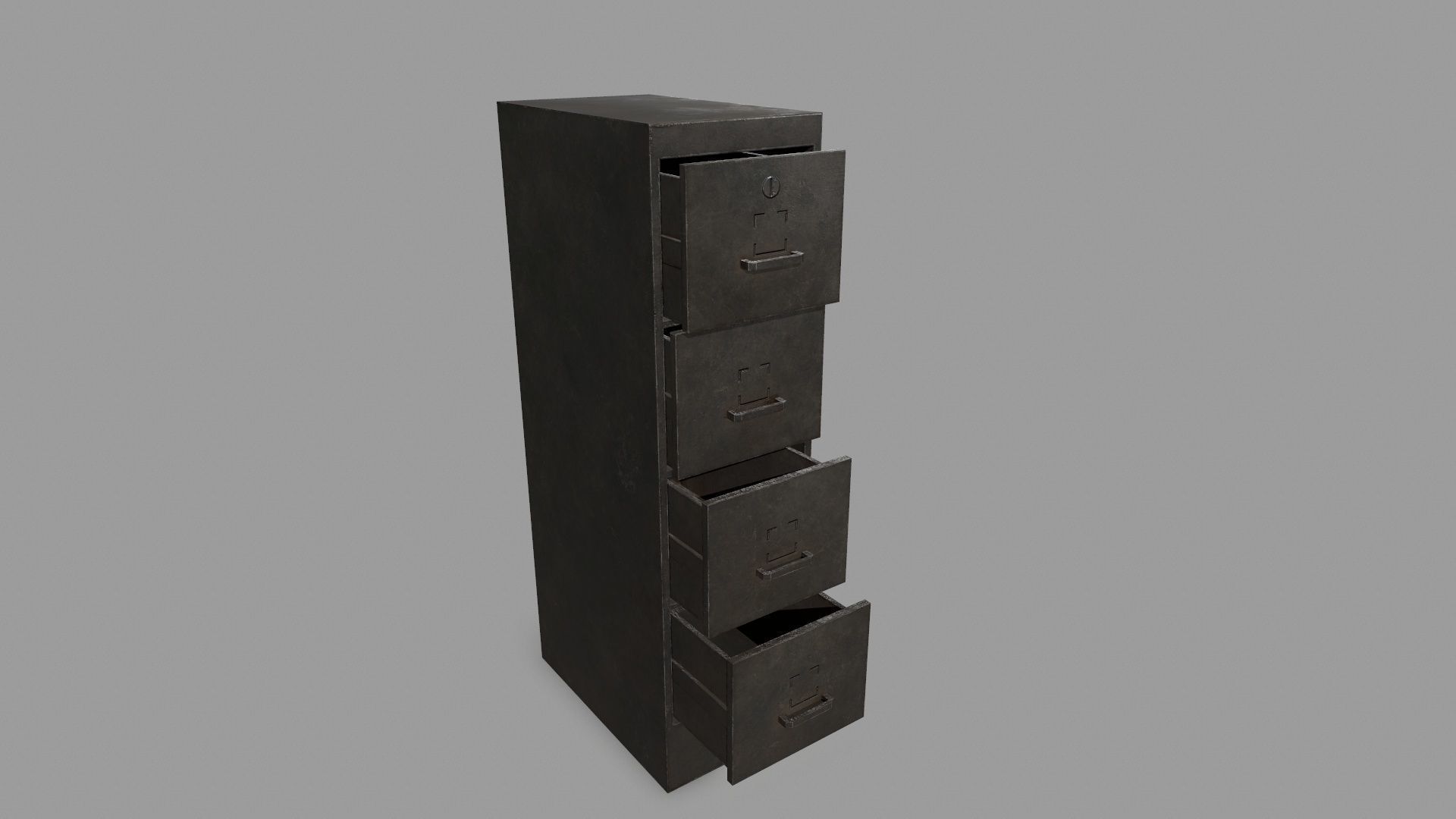 Cabinet metal with drawers Low-poly 3D model_2