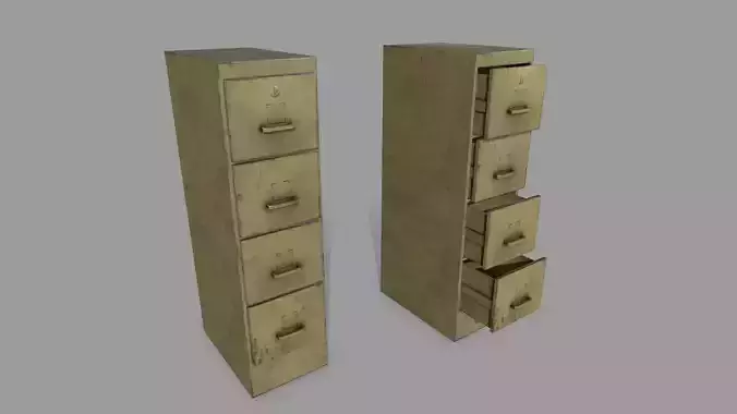 Cabinet wooden box Low-poly 3D model