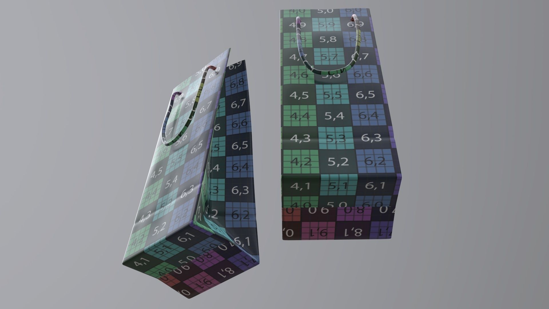 Paper gift food store bag slim with string handle 01 3D model_12