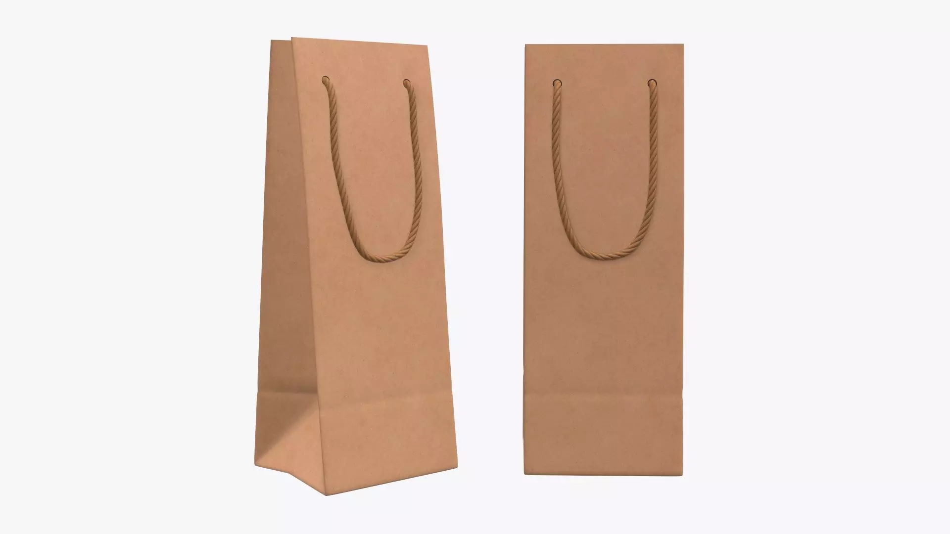 Paper gift food store bag slim with string handle 01 3D model_0