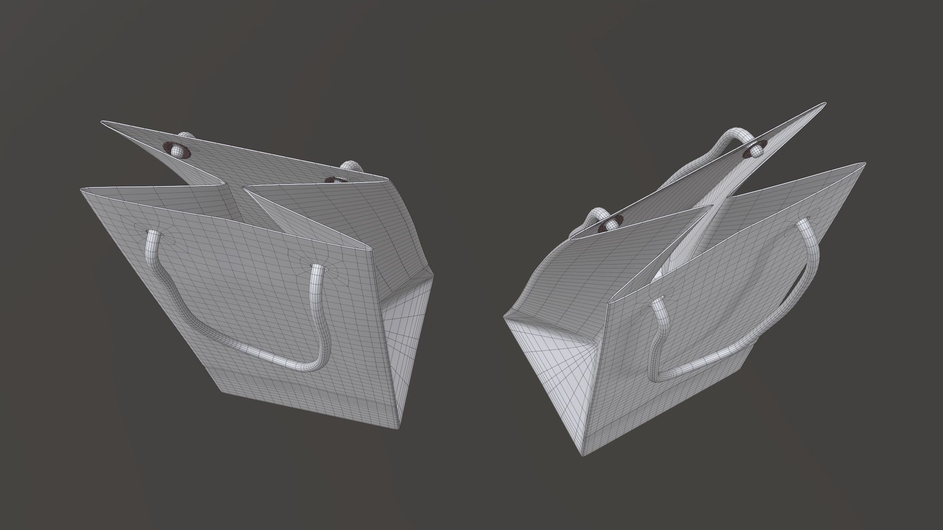 Paper gift food store bag slim with string handle 01 3D model_7