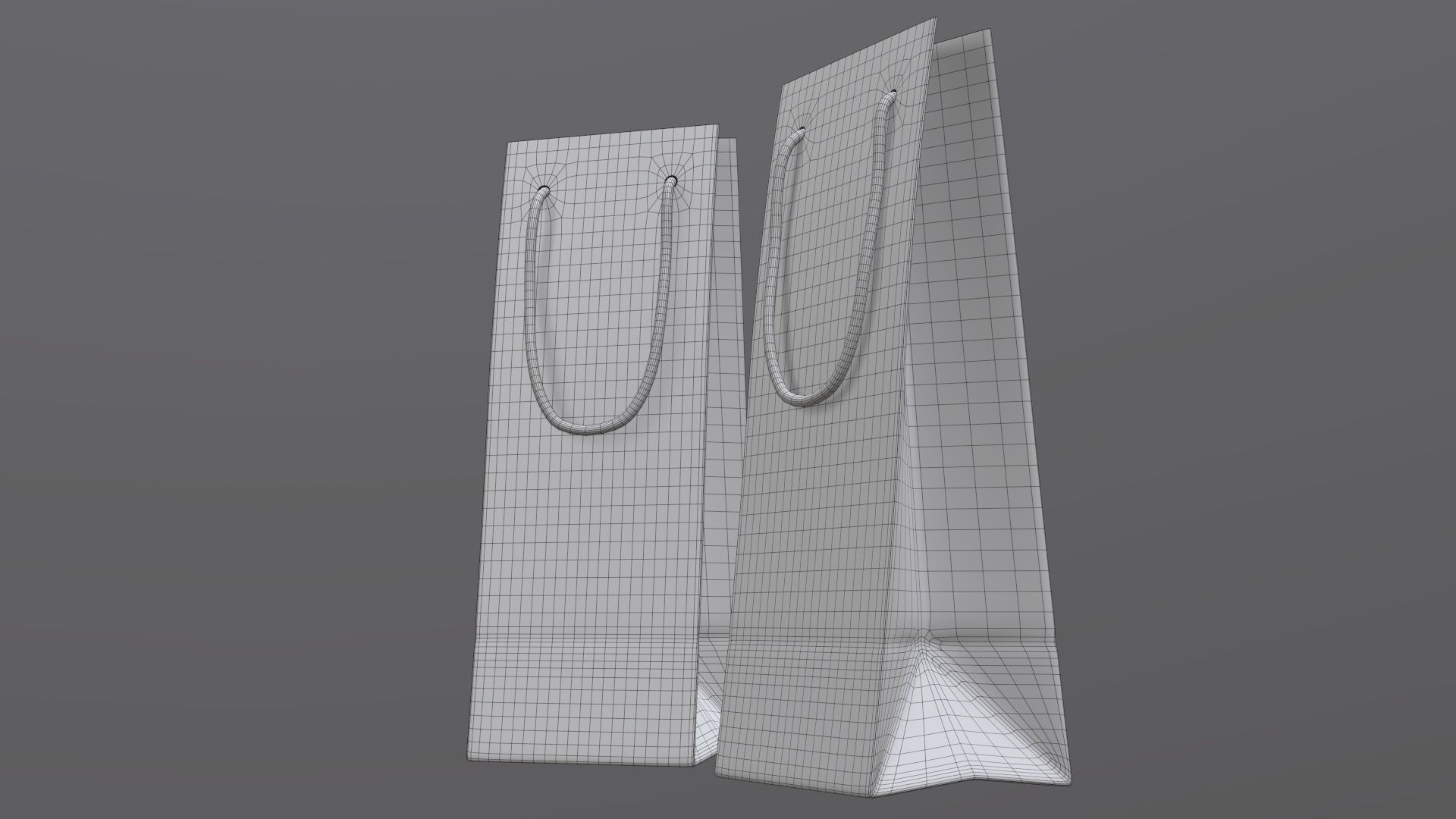 Paper gift food store bag slim with string handle 01 3D model_6